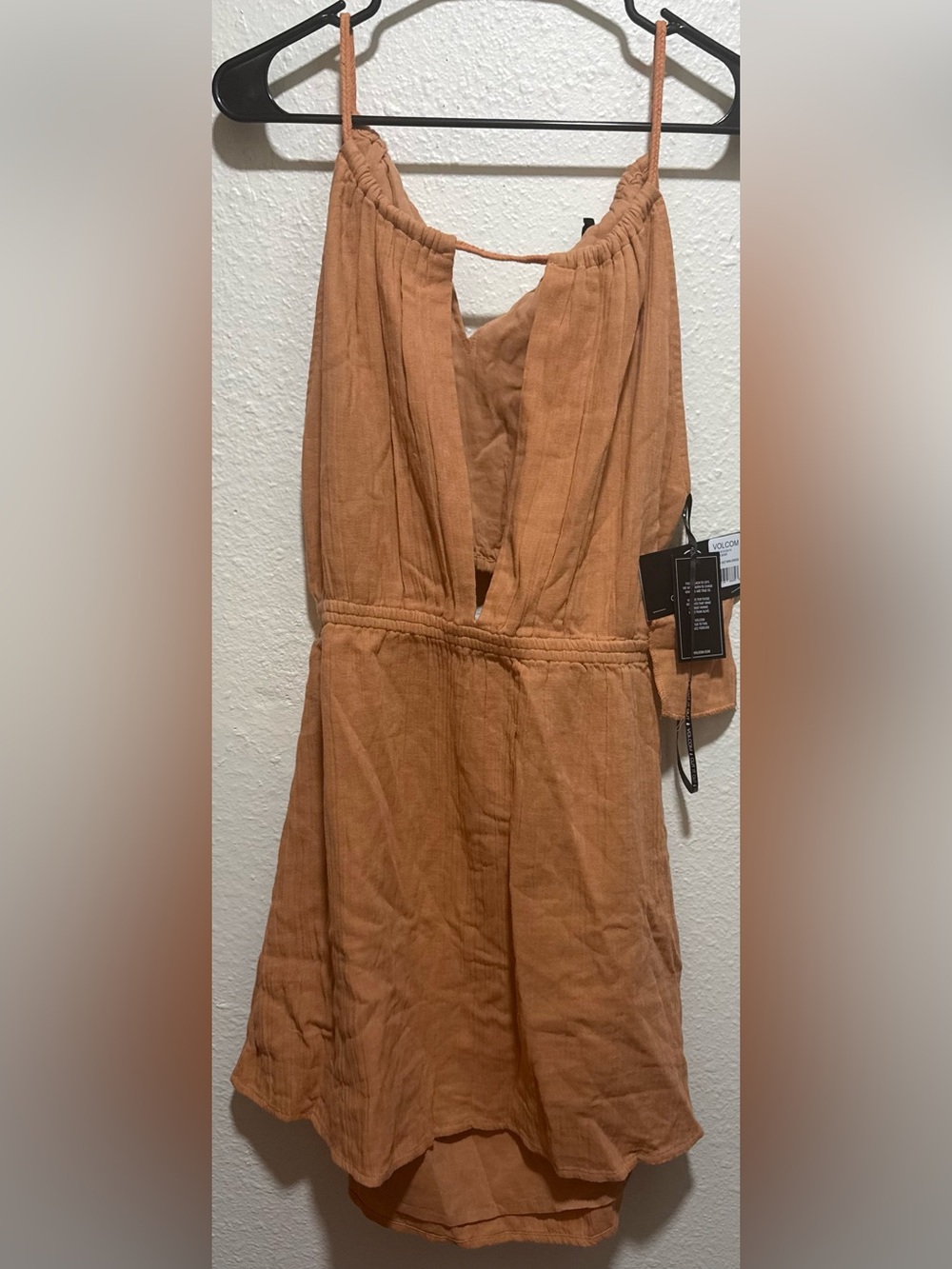 Volcom Burnt Orange V-Neck Corduroy Romper